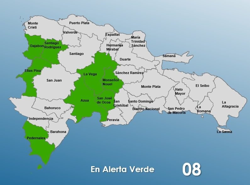 COE mantiene alerta verde para ocho provincias por lluvias y tormentas eléctricas COE mantiene alerta verde para ocho provincias por lluvias y tormentas eléctricas