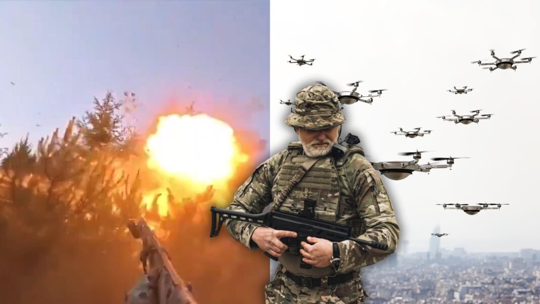 Soldado ucraniano se salva de una muerte casi segura al derribar con un arma un dron ruso en movimiento: “Un disparo entre un millón”