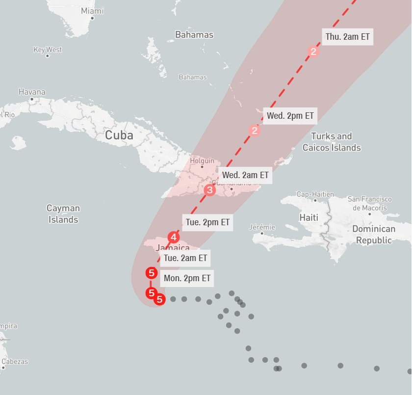 Huracán Melissa alcanza categoría 5 mientras se acerca a Jamaica; en RD seguirá incidiendo con lluvias