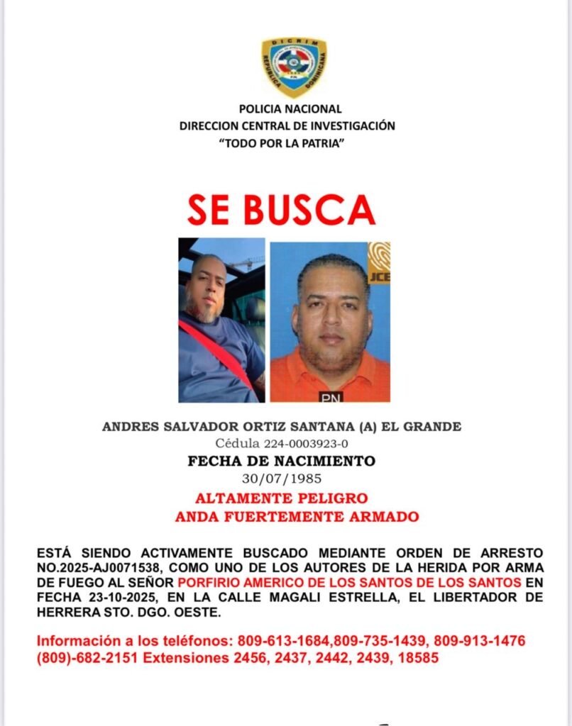 Policía Nacional identifica y activa búsqueda de tres hombres implicados en herida por arma de fuego a un ciudadano en el sector Libertador de Herrera, SDO