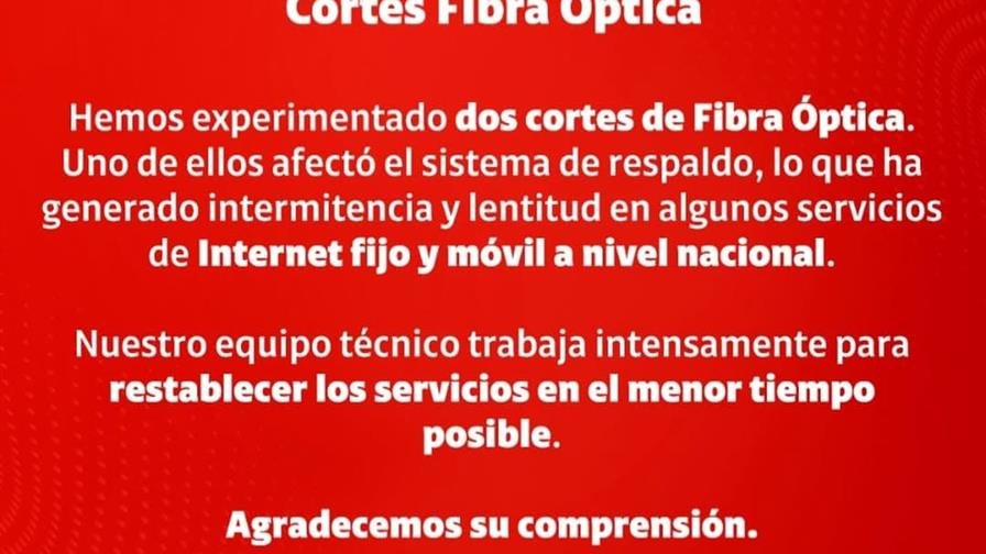 Claro informa cortes en su red de fibra óptica que afectan a los usuarios de internet