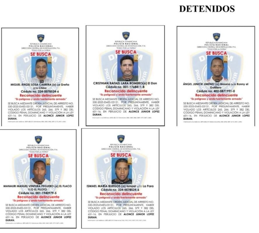 Policía desmantela banda dedicada a asaltos a mano armada en SDE