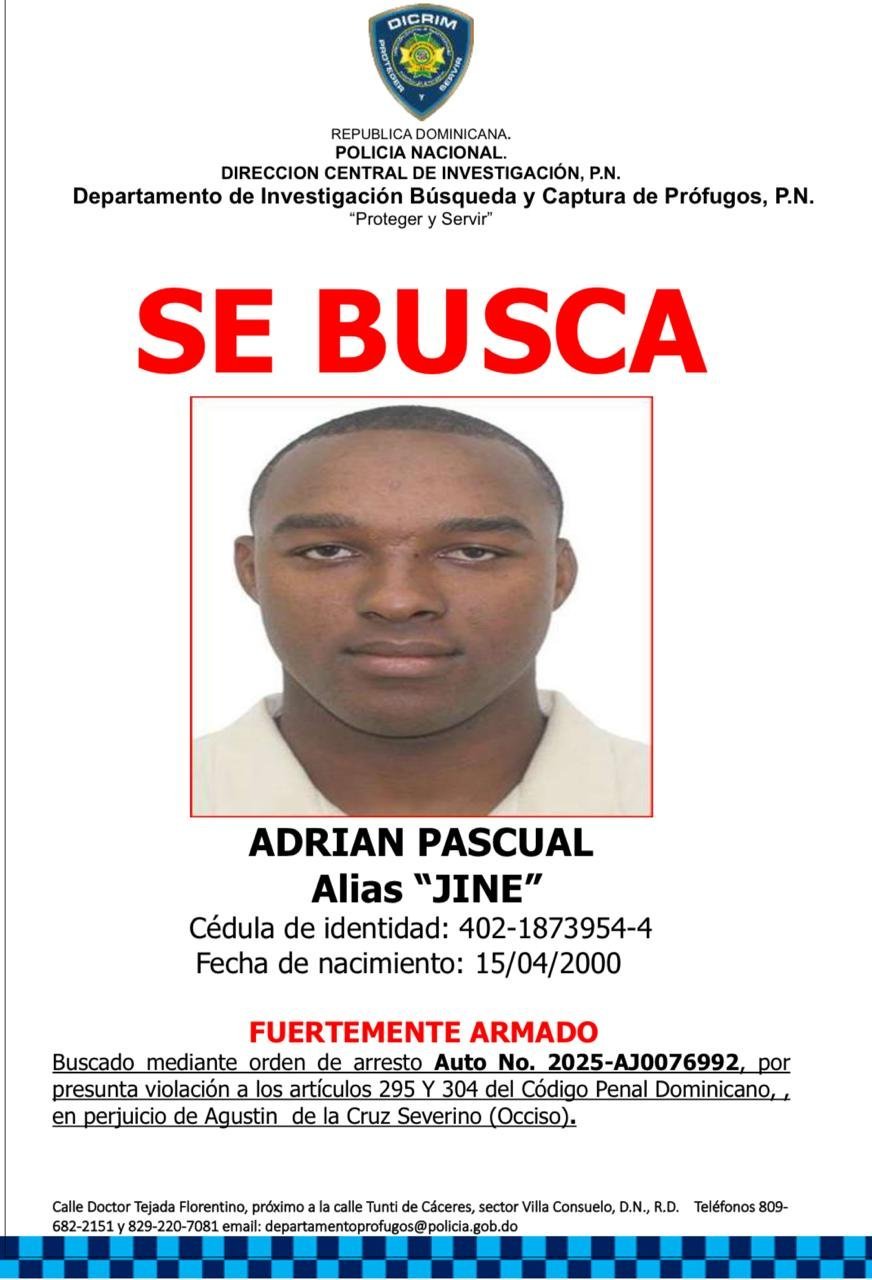 Policía Nacional busca a 'Jine' por homicidio en Monte Plata