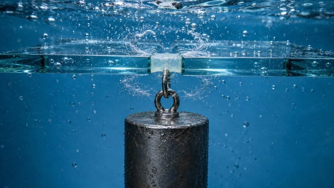 Una vaina de pegamento que aguanta la pela bajo el agua
