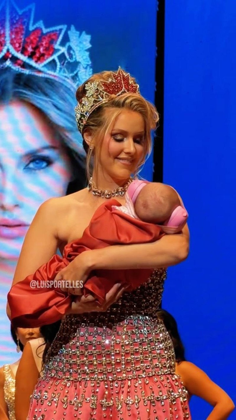 Miss Universo Canadá 2025 se despide con su bebé: Una inspiración