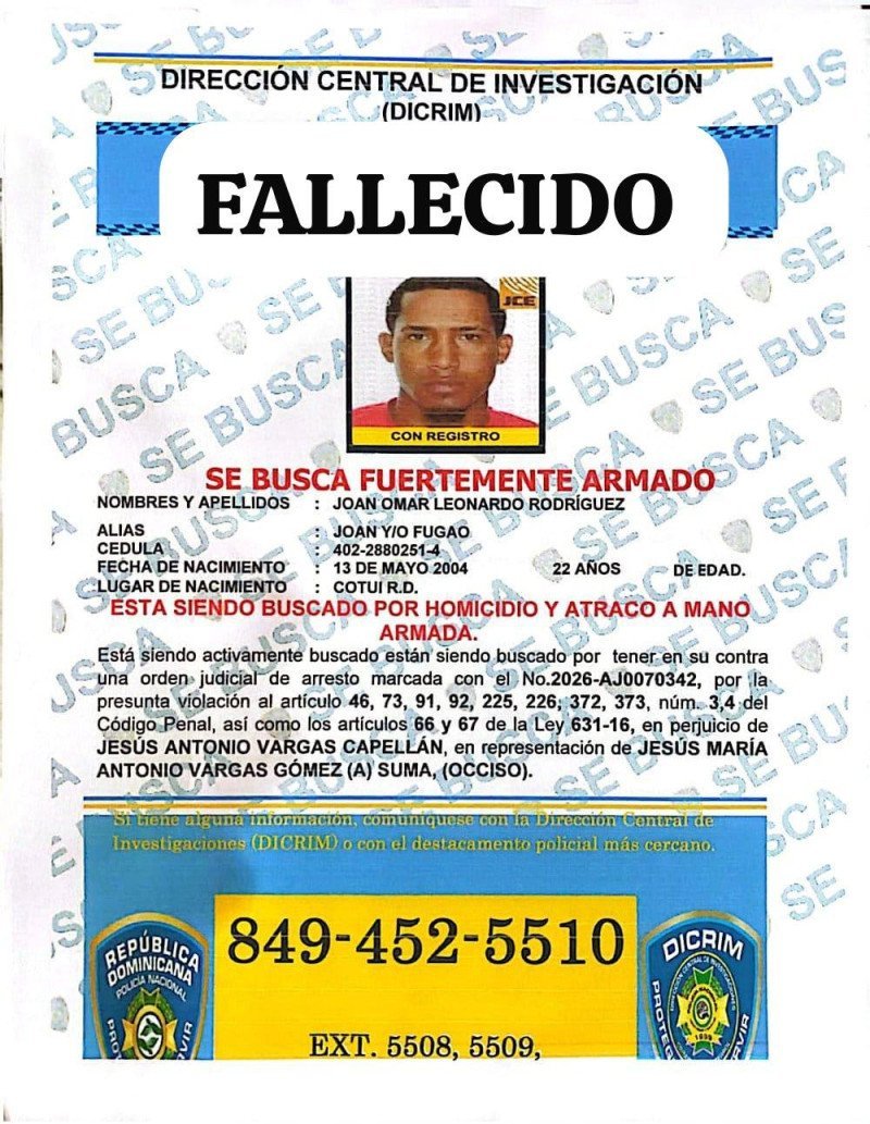 ¡Vaina Fuerte! ‘Fugao’ Muere en Presunto Enfrentamiento con la Policía en Duarte Fugao Muere en Presunto Enfrentamiento con la Policía en Duarte